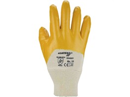 Asatex 03400T Gant en nitrile jaune  bordure en tricot  dos ouvert